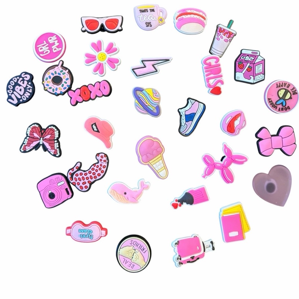 Pink Shoe Charms for Girls, Shoe Decoration Croc Charms & Favors for Kids NIB